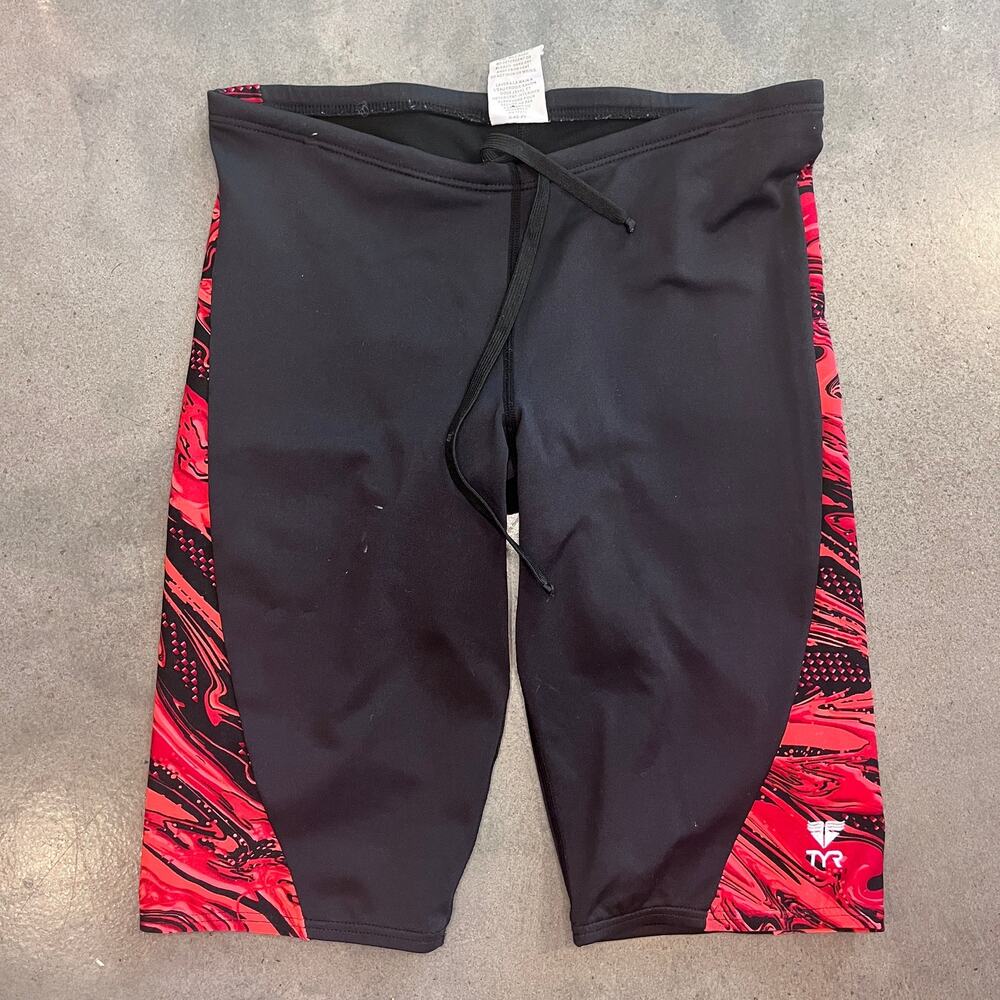 TYR Jammer red black Mens 32 Swimsuit shorts competitive swimwear